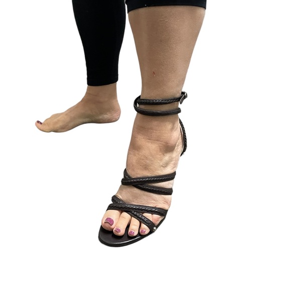 Colin Stuart Lace Up Leather Ankle Strap Sandals Brown Size 9 - Picture 10 of 14